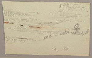 Dessin, versant boisé, pays des collines, 1863 - Frederic Edwin Church