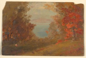 Dessin, scène de forêt en automne (Hudson, New York ou Maine), 1860-70 - Frederic Edwin Church