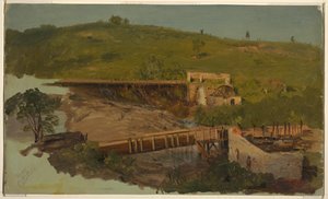 Colline avec viaducs et moulins en ruine, près de Catskill, New York - Frederic Edwin Church