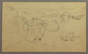 Croquis. Vue de Khirbet en Wasara "Petra / depuis le chemin vers / El Deir" - Frederic Edwin Church