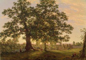 Le Chêne de la Charte à Hartford, vers 1846