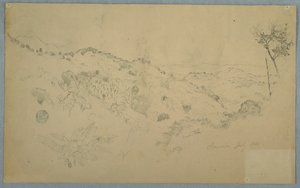 Vallée boisée avec une grande fougère et des chaînes de montagnes lointaines, Jamaïque - Frederic Edwin Church