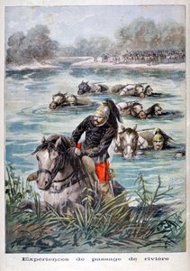 Cavalerie française traversant une rivière, 1896