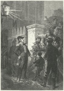 Le général Daumesnil confronte la foule parisienne devant le Château de Vincennes pendant la Révolution française de 1830 - Frederic Theodore (after) Lix