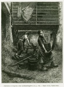 Travail des enfants dans la briqueterie, Barr. Gravure par Lix, pour illustrer l