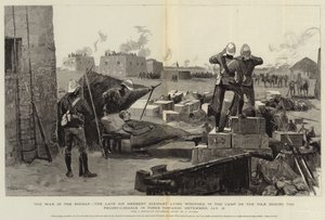 La guerre au Soudan, feu Sir Herbert Stewart blessé dans le camp sur le Nil lors de la reconnaissance en force vers Metemmeh, 21 janvier