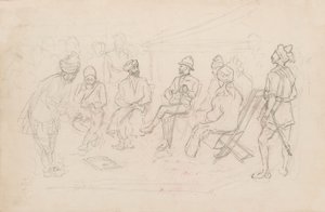 La rencontre entre Cavagnari et le Khan de Lalpura à Dakka en février 1879 - Frederic Villiers