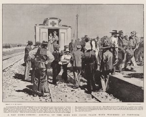 Un retour triste à la maison, arrivée du train de la Croix-Rouge boer avec des blessés à Pretoria - Frederic de Haenen