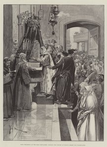 Jeudi Saint au Saint-Sépulcre, baisant la colonne où le Christ a été flagellé - Frederic de Haenen