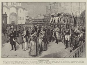 Le Couronnement du Tsar, la Procession Impériale quittant la Cathédrale de l