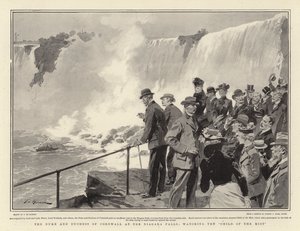 Le Duc et la Duchesse de Cornouailles aux Chutes du Niagara, regardant l