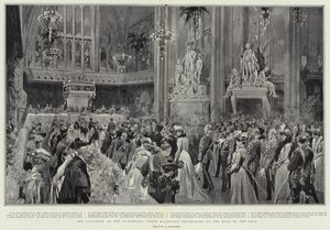 Le déjeuner au Guildhall, Leurs Majestés montant le Hall jusqu