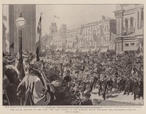 La Brigade Navale dans la ville, le Lord Maire à Mansion House regardant le défilé passer - Frederic de Haenen