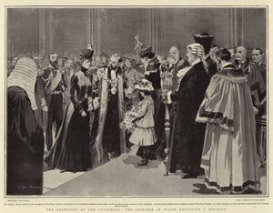 La réception à Guildhall, la princesse de Galles recevant un bouquet - Frederic de Haenen