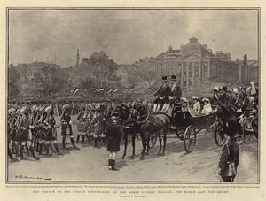La revue des contingents indiens sur la parade des Horse Guards, le défilé devant la reine - Frederic de Haenen