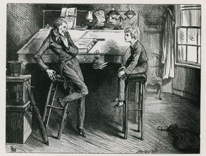 Uriah Heep et David Copperfield dans le bureau de M. Wickfield - Frederick (after) Barnard