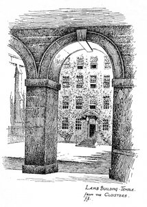 Lamb Building, Temple, depuis les cloîtres, Londres, 1912 - Frederick Adcock