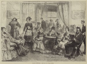 Croquis de vacances, un jour de pluie dans un hôtel gallois - Frederick Barnard