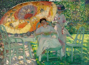 Le parasol de jardin, vers 1910