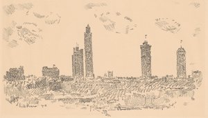 Skyline de New York, bâtiments sombres, 1918