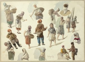 Esquisses de paysans à Boulogne - Frederick Christian Lewis