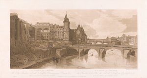 Vue du Pont au Change, Théâtre de la Cité, Pont Neuf et la Prison de la Conciergerie - Frederick Christian Lewis the Elder