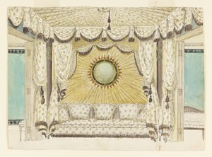 Design pour lit avec alcôve tentée, probablement pour la chambre ou le boudoir du Prince de Galles, Royal Pavilion - Frederick Crace