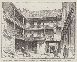 Le vieux White Hart, Borough, scène de la première rencontre de M. Pickwick et Sam Weller - Frederick George Kitton