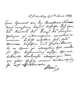 Lettre de Paul Ier, empereur de Russie, au général Numsen, 1799 1865