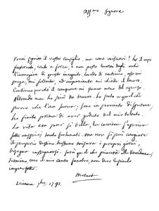 Lettre de Wolfgang Amadeus Mozart