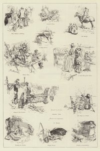 Croquis parmi les cueilleurs de houblon dans le Kent