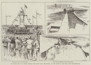 Le très honorable W H Smith ouvrant le brise-lames de South Gare, à l