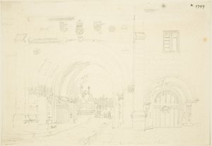 Abbey Gatehouse de la cathédrale de Bristol, regardant vers le sud - Frederick Mackenzie