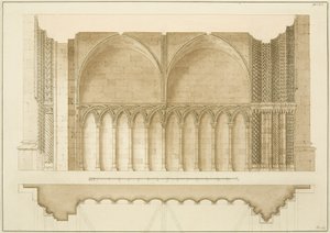 Porte du collège, section et plan