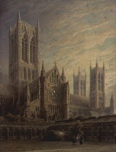 Cathédrale de Lincoln depuis les cloîtres, 19ème siècle - Frederick Mackenzie