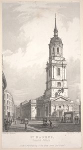 St. Magnus, London Bridge, gravure par John Henry Le Keux (1783-1846) - Frederick Mackenzie