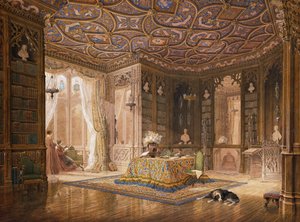 La bibliothèque de Stanmore Hall, résidence de Robert Holland, Esq - Frederick Mackenzie