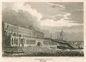 Vue de Somerset House, The Strand, Londres, depuis la Tamise, Westminster - Frederick Mackenzie