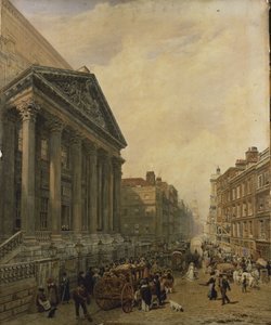 La Mansion House depuis Poultry regardant vers Cheapside et St. Mary-Le-Bow - Frederick Nash