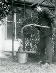 Le gardien Thomas Raggett donnant une douche à un Podarge gris, Zoo de Londres - Frederick William Bond