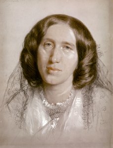 George ELIOT, Portrait 1865 (papier, craie) - Frederick William Burton