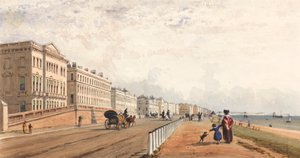 Brighton : la façade et la jetée en chaîne vue de loin - Frederick William Woledge