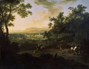 Paysage avec chasseurs - Frederick de Moucheron