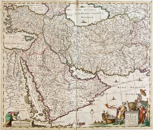 Carte de la Perse (Iran), Arménie, Anatolie (Turquie) et Arabie (péninsule arabique : Arabie Saoudite, Koweït, Émirats Arabes Unis, Oman, Qatar, Yémen, Bahreïn) - Frederick de Wit