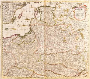Carte du Royaume de Pologne, Duché de Lituanie et Livonie (Pays Baltes) et Ukraine - Frederick de Wit