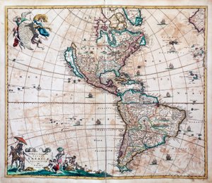 Novissima et totius Americae accurate descriptio, carte des Amériques et du Pacifique par Frederik de Wit, Amsterdam - Frederick de Wit