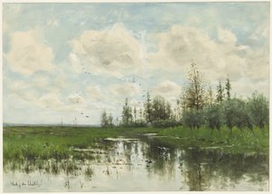 Étang avec des arbres et des prairies - Fredericus Jacobus van Rossum du Chattel