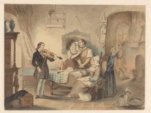 Charles Auguste de Bériot joue du violon pour une compagnie - Frederik Carel de Graaff (signed by artist)