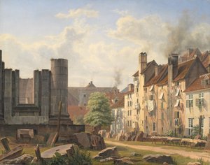 Vue de la place de marbre avec les ruines de l