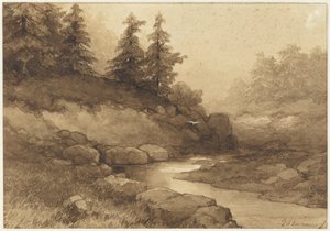 Paysage vallonné avec une rivière - Frederik Hendrik Kaemmerer